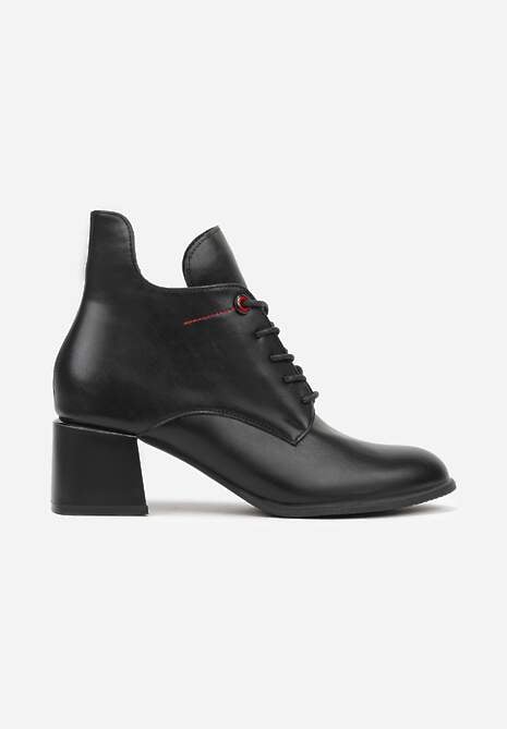 Czarne Asymetryczne Botki VICES na Obcasie ze Sznurowaną Cholewką Zalles