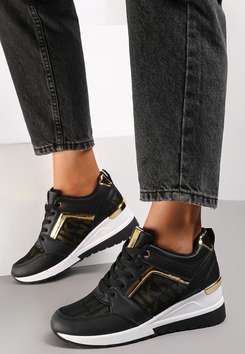 Czarno-Białe Sneakersy Moniera