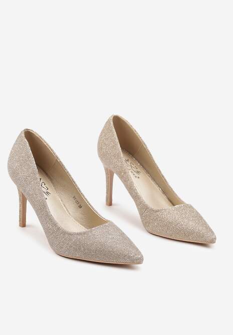 Złote Eleganckie Brokatowe Czółenka Vlioressa