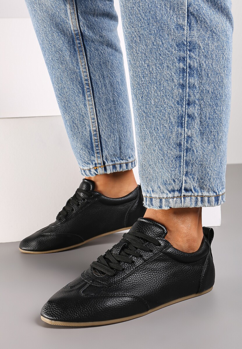 Czarne Tenisówki bez Zdobień z Ekoskóry Verillis