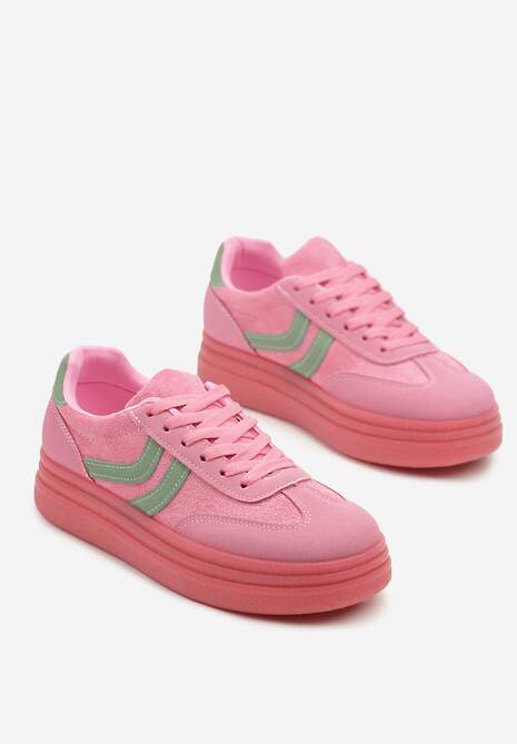 Fuksjowe Sneakersy Typu Kultowe Tenisówki na Niskiej Platformie Olritia