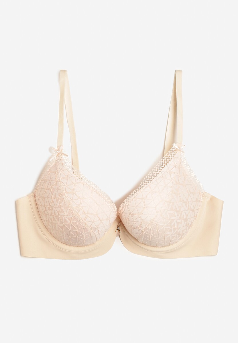 Beżowy Biustonosz z Drobną Zawieszką Ecrulia