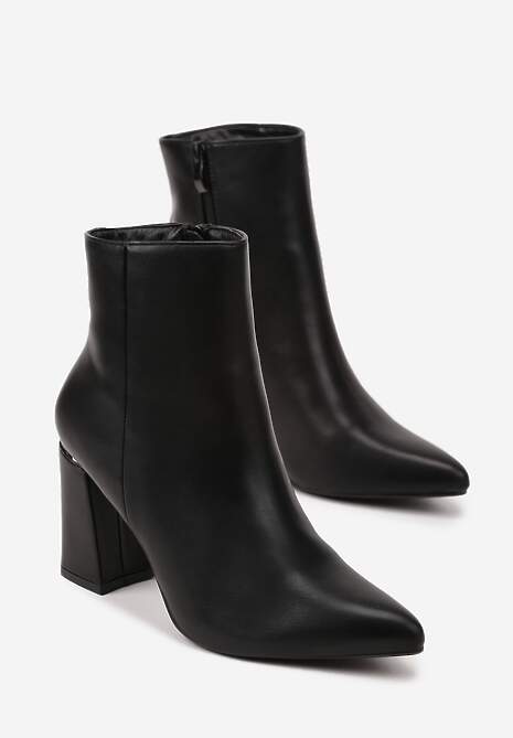 Czarne Botki na Słupku Vices Ozdobione Przeszyciem Illvine