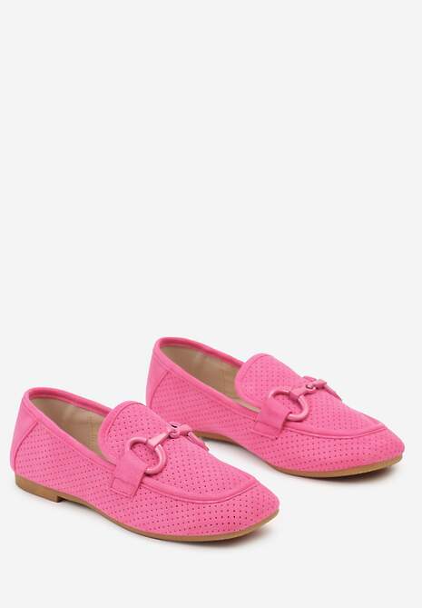 Fuksjowe Płaskie Mokasyny z Klamerką Chrisstelle