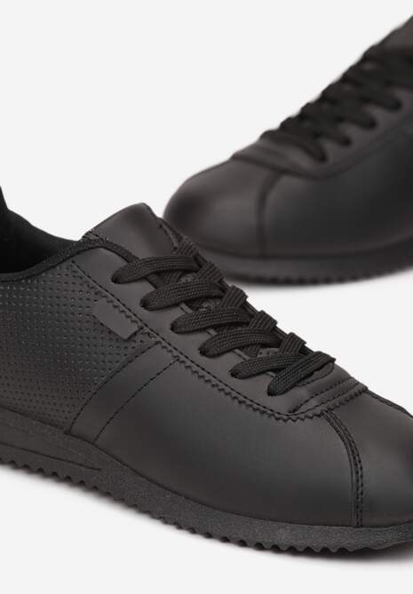 Czarne Sneakersy z Przeszyciami Phyrise