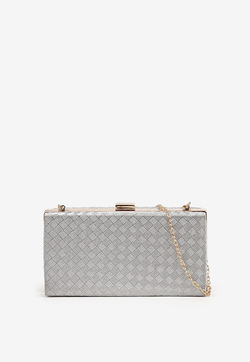 Szara Torebka Kopertówka z Tłoczeniem i Brokatem Talavesa