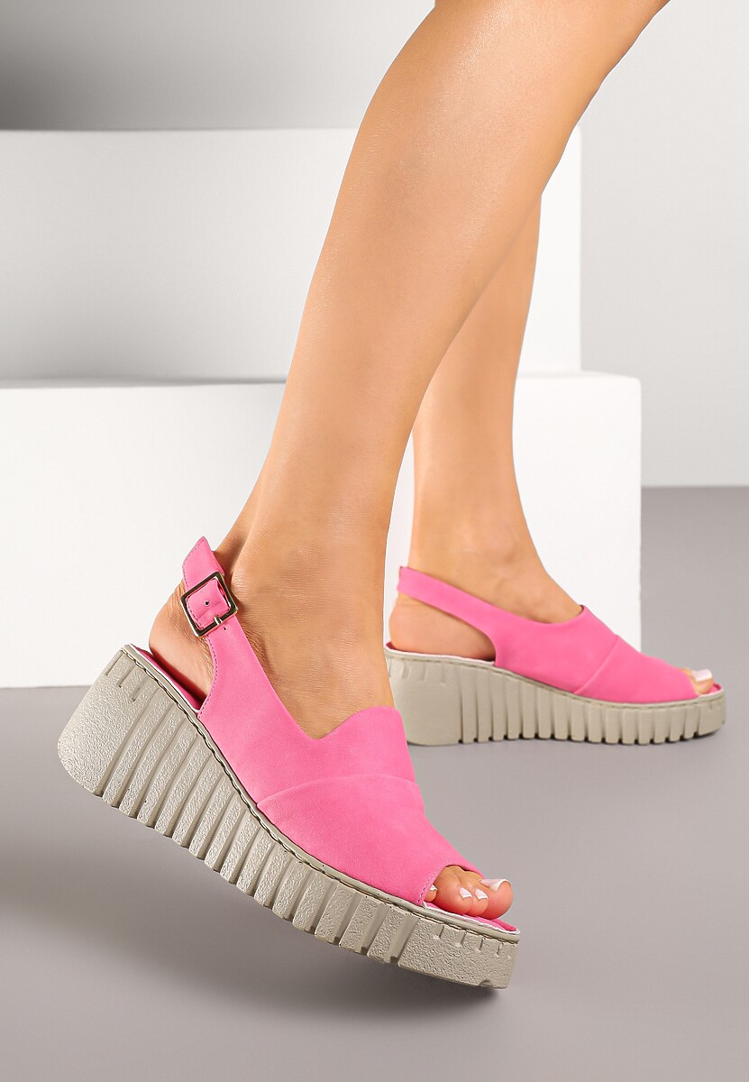 Niebieskie Sandały na Tłoczonym Koturnie Vices Reaveline