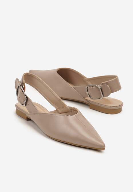 Ciemnobeżowe Sandały Vices Slingback z Paskiem ze Sprzączką Nirarine
