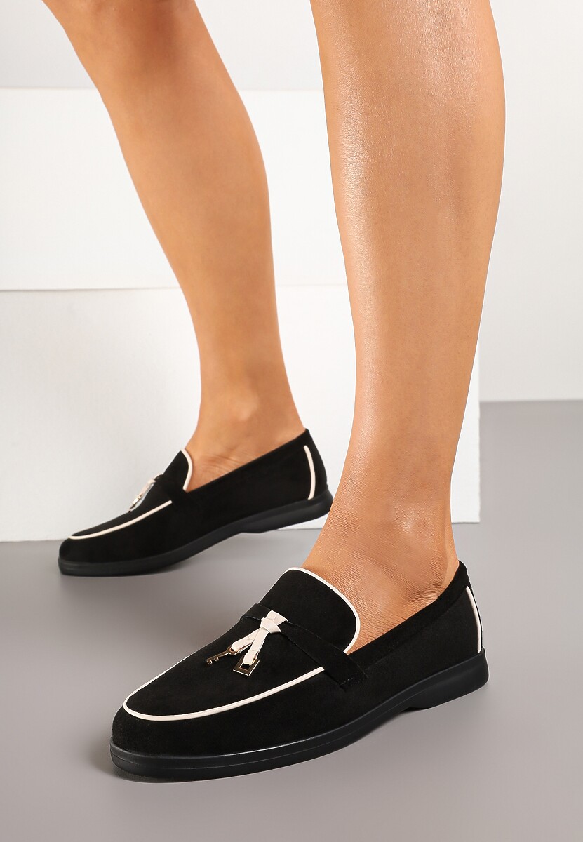 Czarno-Białe Klasyczne Mokasyny z Ekozamszu Deorielis