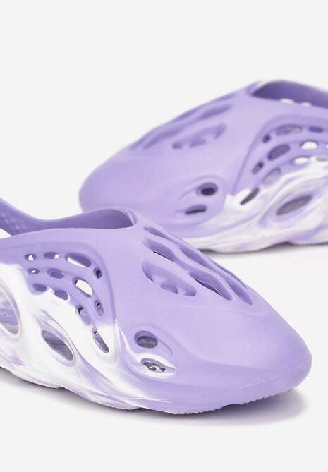 Fioletowe Gumowe Sneakersy Zdobione Efektem Ombre i Wycięciami Lisna