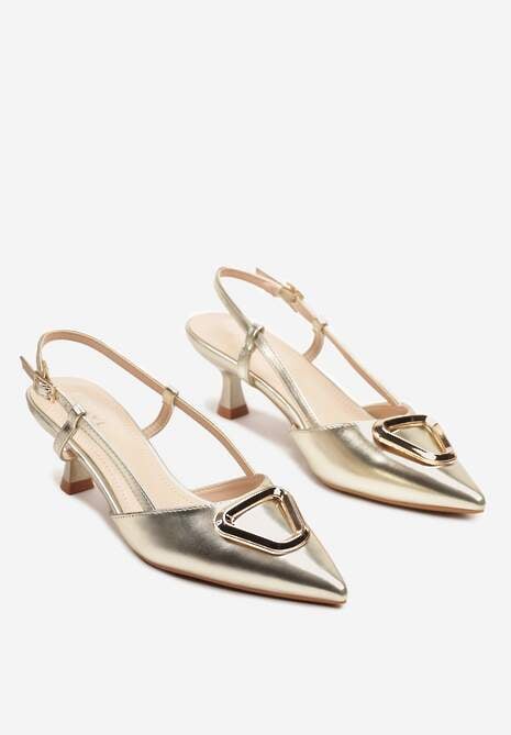 Złote Sandały na Kaczuszce z Metalicznym Trójkątem Nonisaen