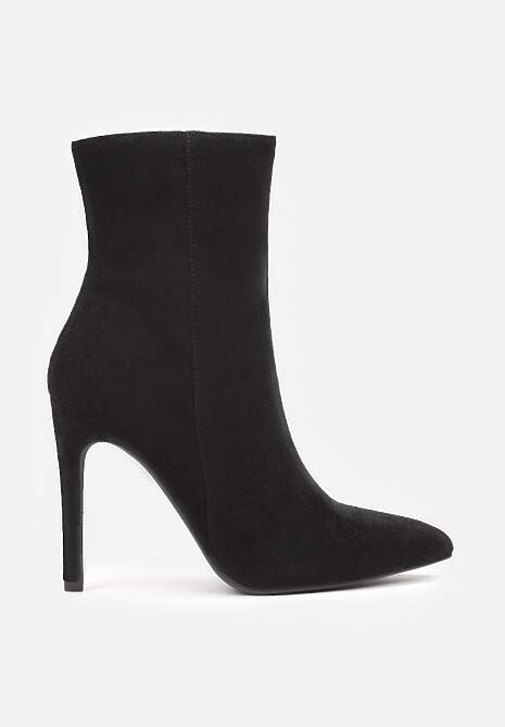 Czarne Botki na Szpilce ze Szpiczastym Noskiem Phaedronia