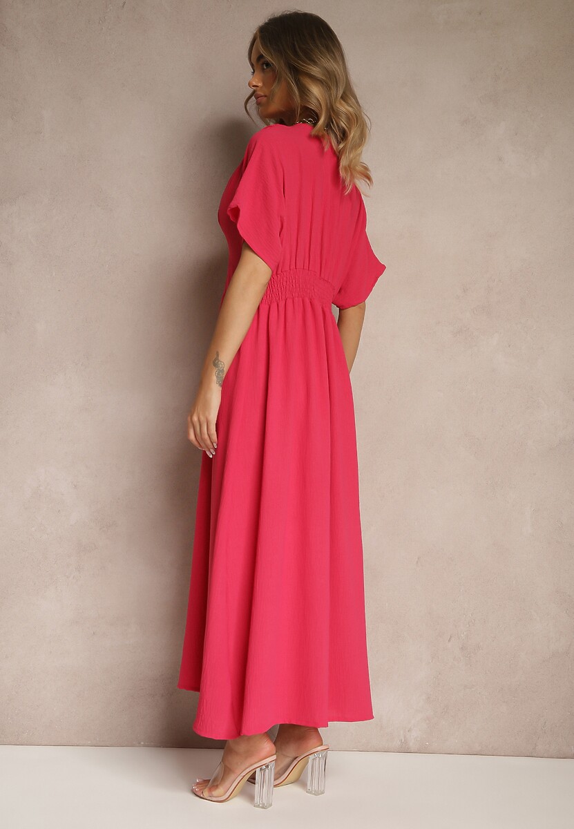 Fuksjowa Sukienka z Bawełną i Marszczoną Górą Filaviela