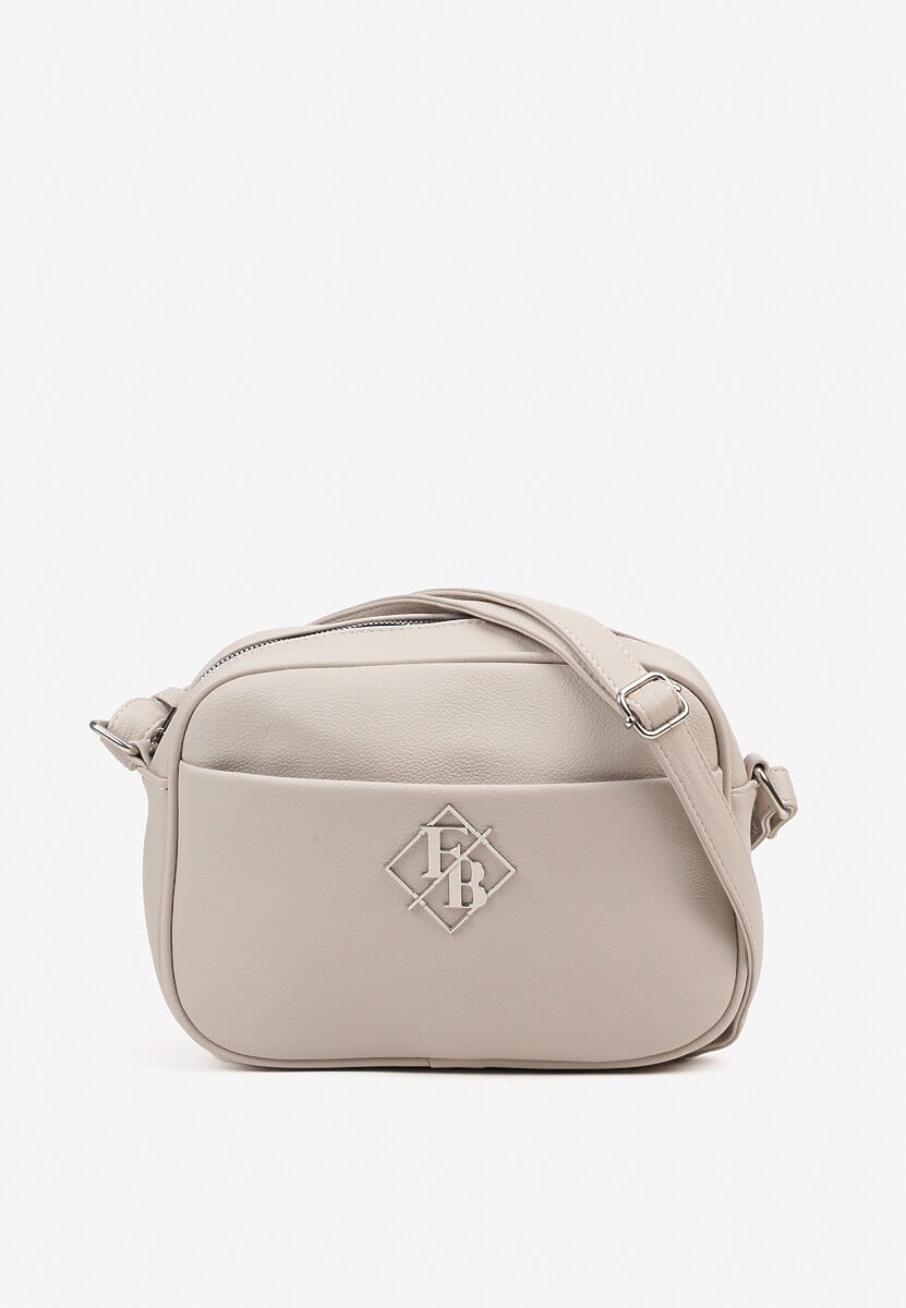 Ciemnobeżowa Torebka na Ramię Ozdobiona Metaliczną Aplikacją Nanithra