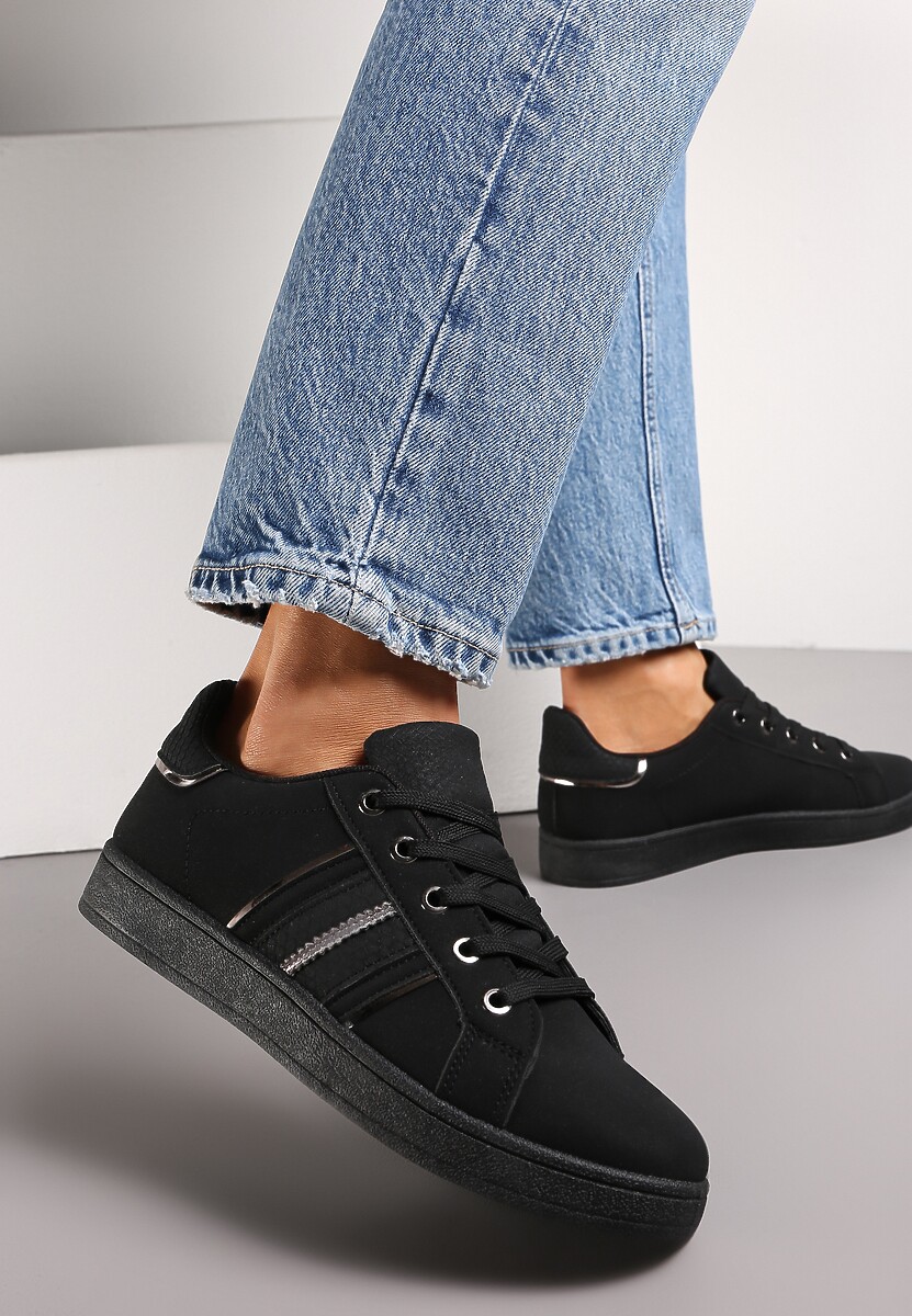 Czarne Sneakersy Sznurowane Pakkasa