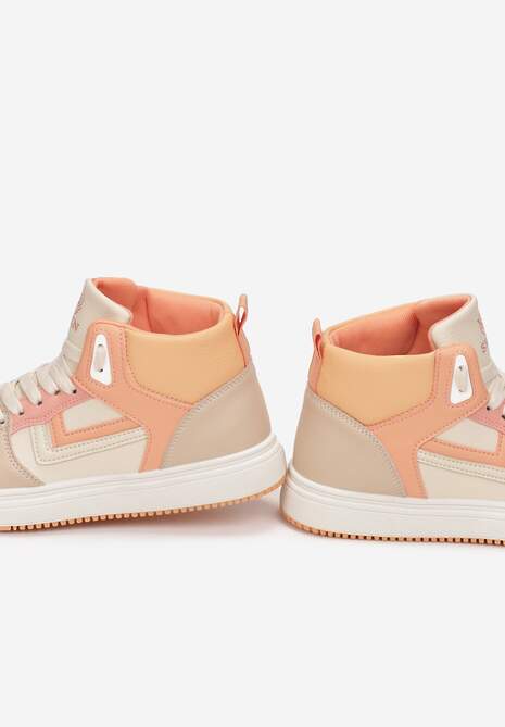 Biało-Pomarańczowe Sneakersy Maeramia
