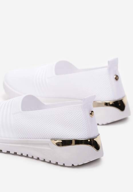 Białe Tenisówki Elastyczne z Metaliczną Wstawką na Zapiętku Jestella