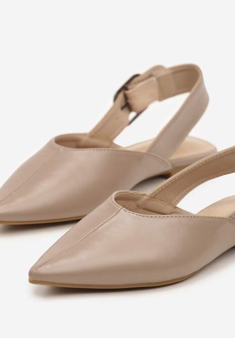 Ciemnobeżowe Sandały Vices Slingback z Paskiem ze Sprzączką Nirarine