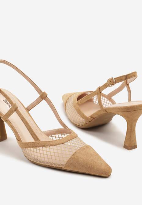 Brązowe Sandały na Klepsydrze z Cholewką z Siateczki Nilavea