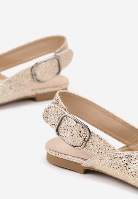 Złote Sandały Vices Typu Slingback z Wkładką ze Skóry Naturalnej Rallora