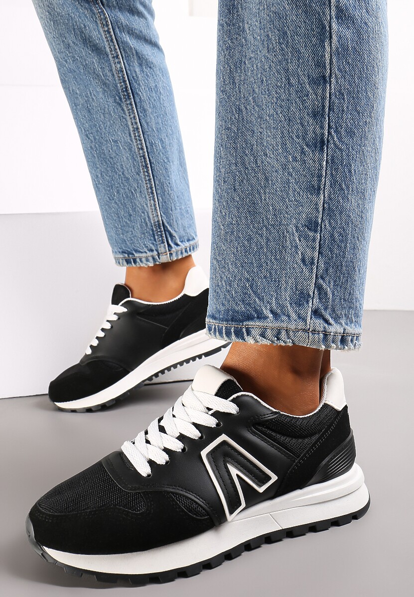 Czarne Sneakersy przed Kostkę z Protektorem Sabines