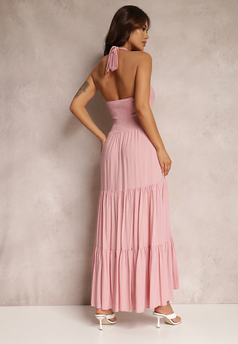 Różowa Sukienka z Wiskozy Bahasan