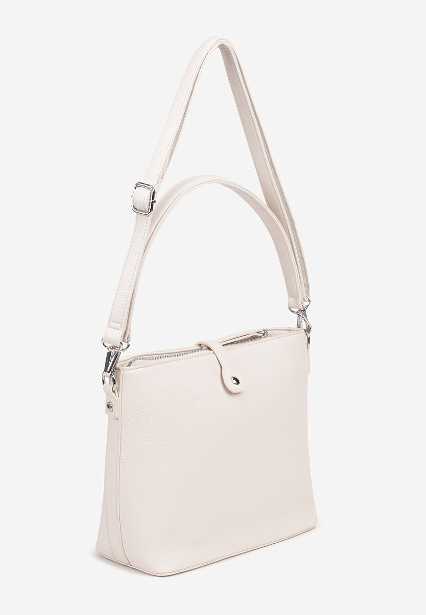 Jasnobeżowa Torebka na Ramię Ozdobiona Paskiem Tanaviana