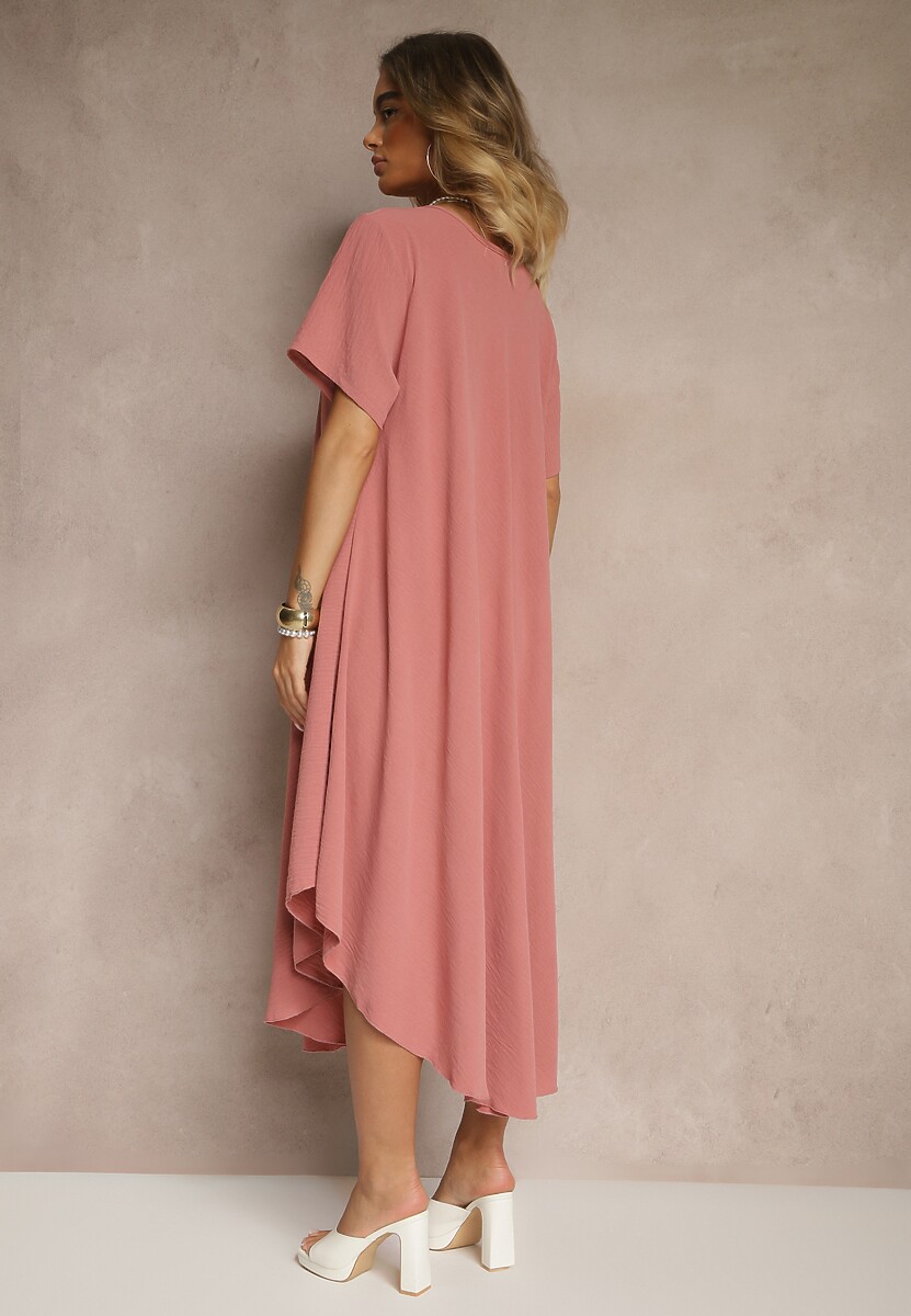 Różowa Sukienka z Bawełną o Rozkloszowanym Kroju Lilzedi