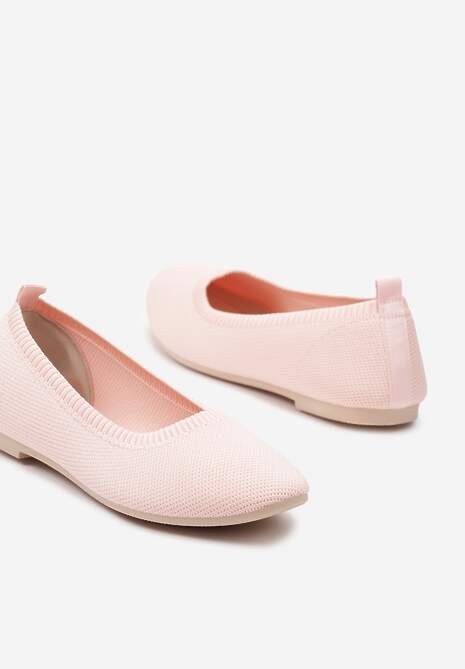 Różowe Balerinki z Okrągłym Noskiem i Materiałową Cholewką Mililena