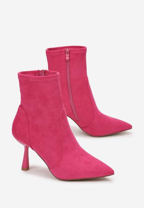 Fuksjowe Eleganckie Botki na Szpilce z Imitacji Zamszu Muri