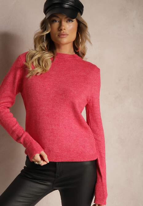 Różowy Klasyczny Sweter Porttina