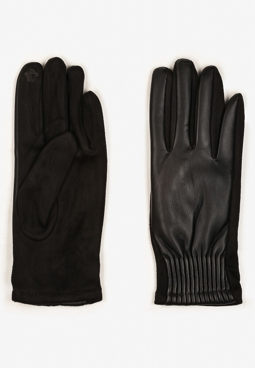 Zielone Rękawiczki z Marszczonym Wzorem Lynlemi