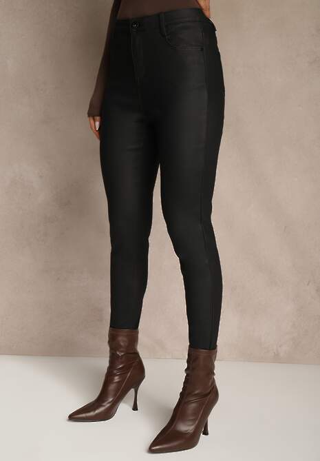 Czarne Casualowe Spodnie Skinny o Modelującym Fasonie Elovi