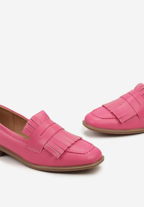 Różowe Mokasyny z Kwadratowym Noskiem i Frędzlami Tarnissa