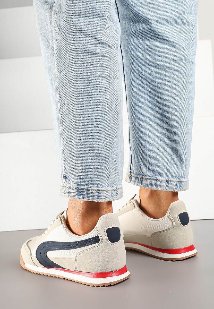 Beżowo-Szare Basicowe Sneakersy Ellimira