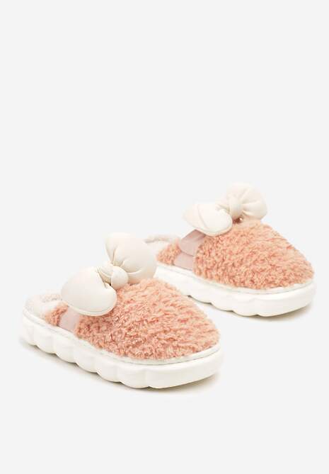 Pomarańczowe Płaskie Kapcie Ozdobione Kokardką Linnacira