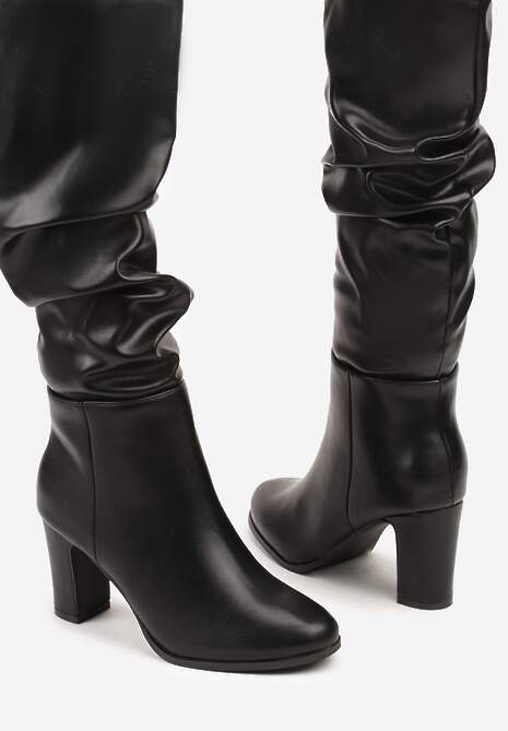 Czarne Kozaki Typu Slouchy na Słupku Dedvira