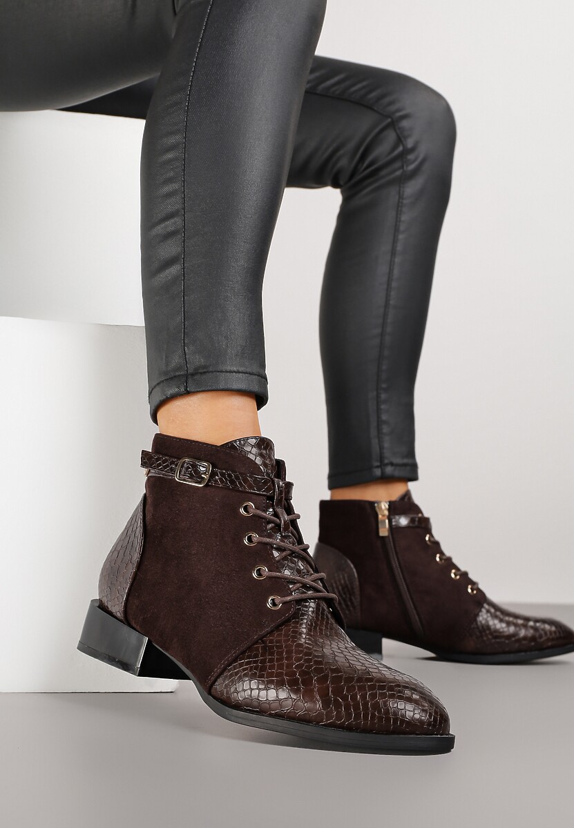 Czarno-Czerwone Botki Vices ze Sprzączką Gelrina