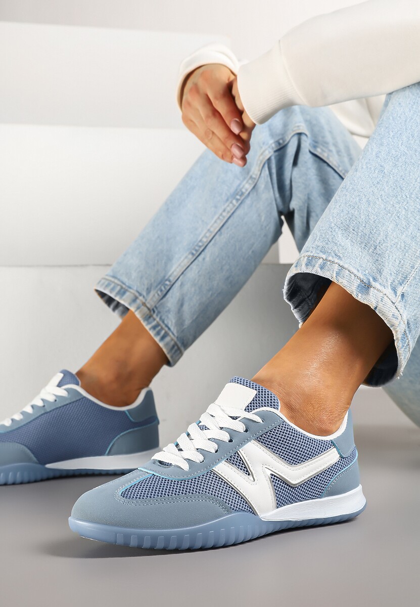Niebieskie Sneakersy Klasyczne Tenisówki Istia
