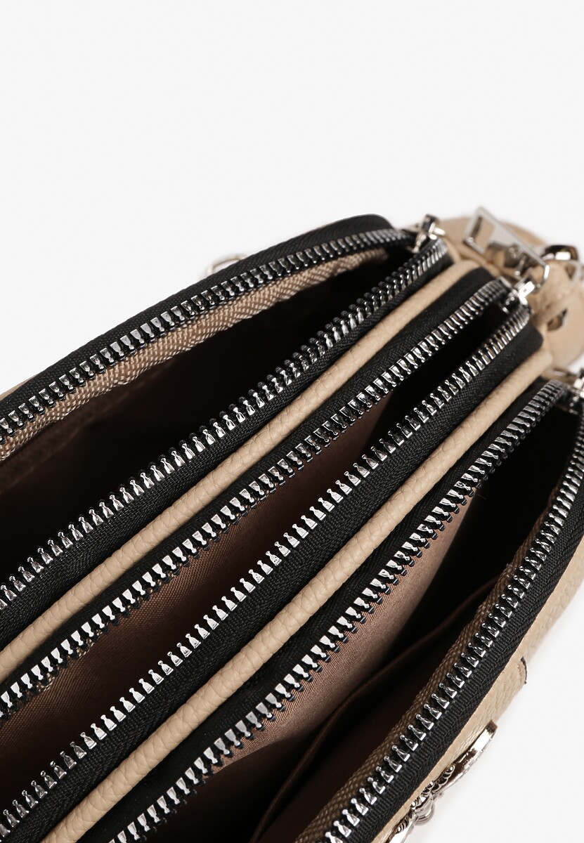 Jasnobeżowa Torebka Ozdobiona Metaliczną Aplikacją Nanowena