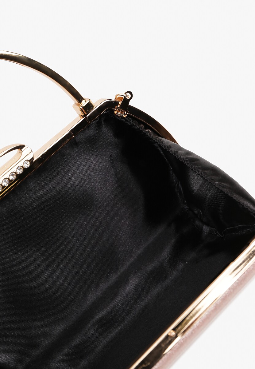 Szampańska Torebka Kopertówka z Metalicznym Połyskiem z Rączką i Łańcuszkiem Frovia