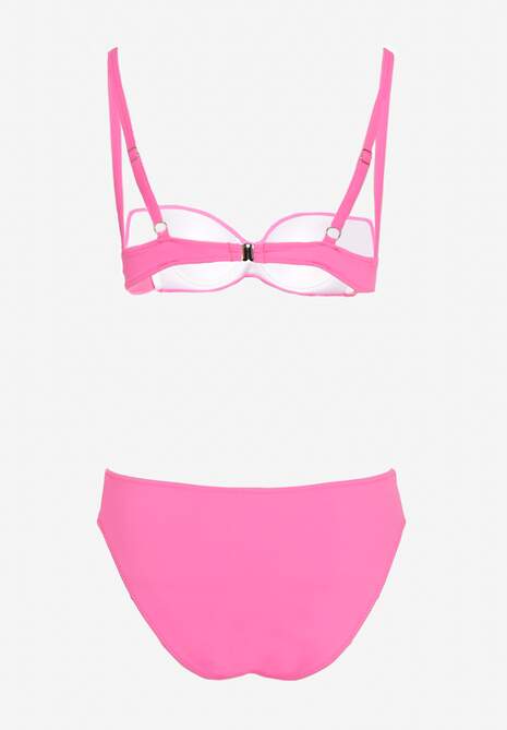 Fuksjowe Bikini Komplet Dwuczęściowy Biustonosz z Usztywnionymi Miseczkami Majtki Typu Figi Wistella