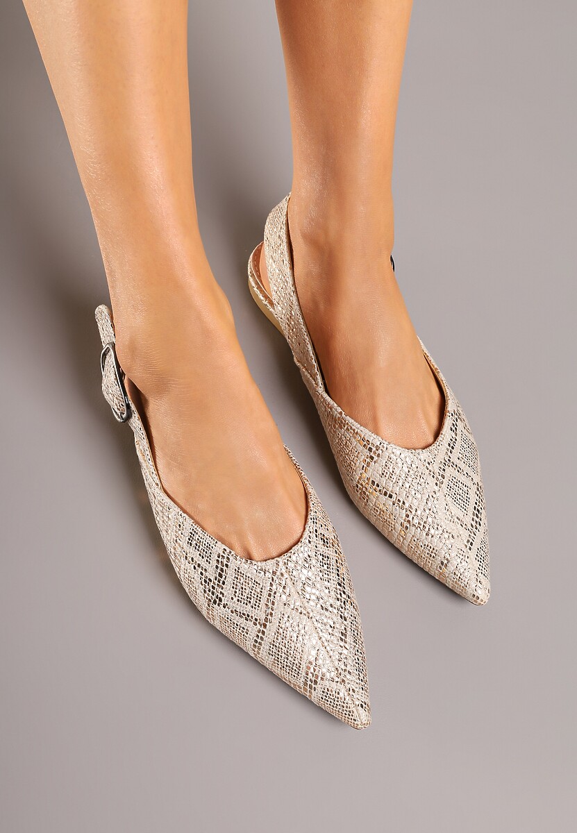 Złote Sandały Vices Typu Slingback z Wkładką ze Skóry Naturalnej Rallora