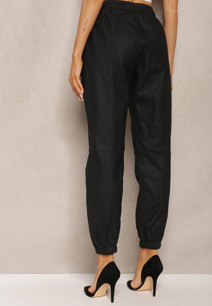 Czarne Dresowe Spodnie Joggery z Gumką w Pasie Arnetta