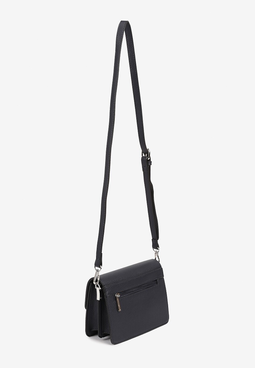 Granatowa Torebka Dwukomorowa Ozdobiona Suwakiem Davisiae