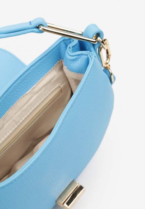 Jasnoniebieska Elegancka Torebka z Rączką Wykończona Ozdobnym Detalem Zapinana na Zamek Błyskawiczny Karsule