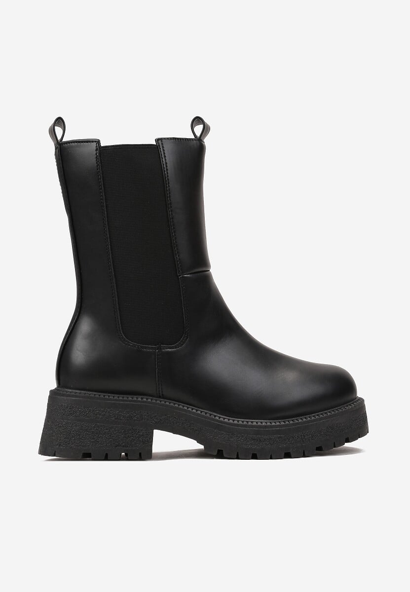 Czarne Botki Sztyblety z Elastyczną Wstawką Anedda