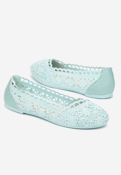 Zielone Balerinki Koronkowe Sham