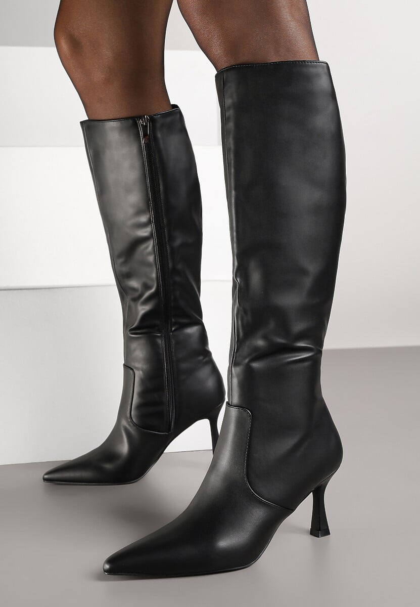 Czarne Kozaki Vices na Szpilce w Klasycznym Stylu Izalea