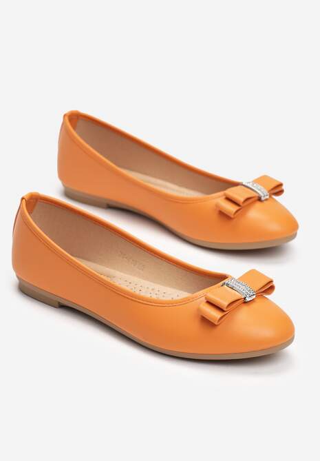 Pomarańczowe Balerinki z Ozdobną Kokardką z Cyrkoniami Ferniendha